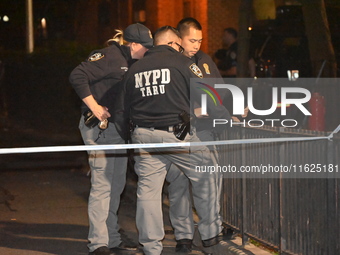 One man dies and two other men are injured following a shooting in Bedford-Stuyvesant, Brooklyn, New York, United States, on September 30, 2...