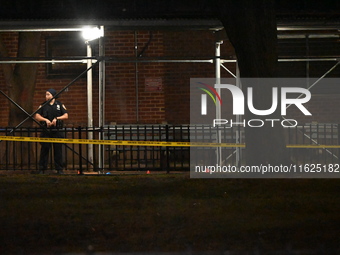 One man dies and two other men are injured following a shooting in Bedford-Stuyvesant, Brooklyn, New York, United States, on September 30, 2...