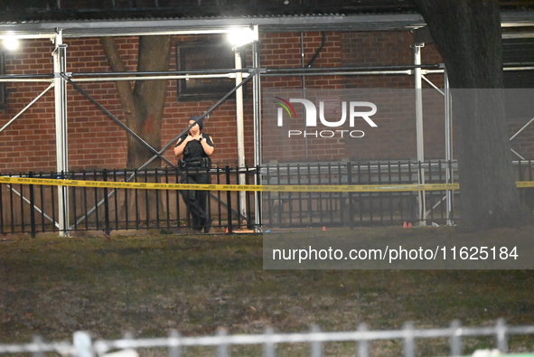 One man dies and two other men are injured following a shooting in Bedford-Stuyvesant, Brooklyn, New York, United States, on September 30, 2...