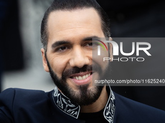 El Salvador's President Nayib Bukele attends an event at the monument to Libertador General San Martin in Buenos Aires, Argentina, on Septem...