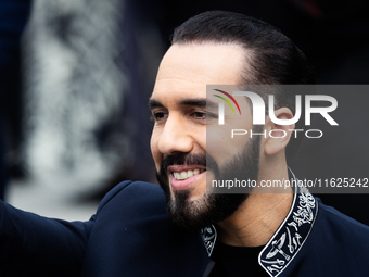 El Salvador's President Nayib Bukele attends an event at the monument to Libertador General San Martin in Buenos Aires, Argentina, on Septem...