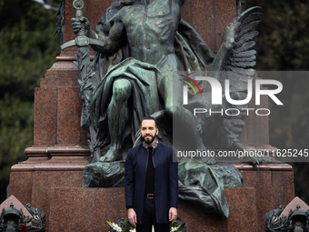 El Salvador's President Nayib Bukele attends an event at the monument to Libertador General San Martin in Buenos Aires, Argentina, on Septem...