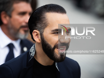 El Salvador's President Nayib Bukele attends an event at the monument to Libertador General San Martin in Buenos Aires, Argentina, on Septem...