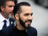 El Salvador's President Nayib Bukele attends an event at the monument to Libertador General San Martin in Buenos Aires, Argentina, on Septem...