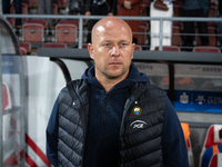 Stal coach Janusz Niedzwiedz is present during the game between KS Cracovia and Stal Mielec in Krakow, Poland, on September 30, 2024. PKO BP...