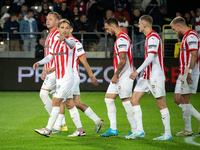 Cracovia players participate in the game between KS Cracovia and Stal Mielec in Krakow, Poland, on September 30, 2024. PKO BP Ekstraklasa, P...