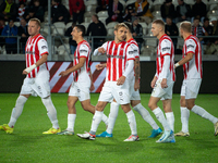 Cracovia players participate in the game between KS Cracovia and Stal Mielec in Krakow, Poland, on September 30, 2024. PKO BP Ekstraklasa, P...