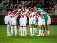 Cracovia players participate in the game between KS Cracovia and Stal Mielec in Krakow, Poland, on September 30, 2024. PKO BP Ekstraklasa, P...