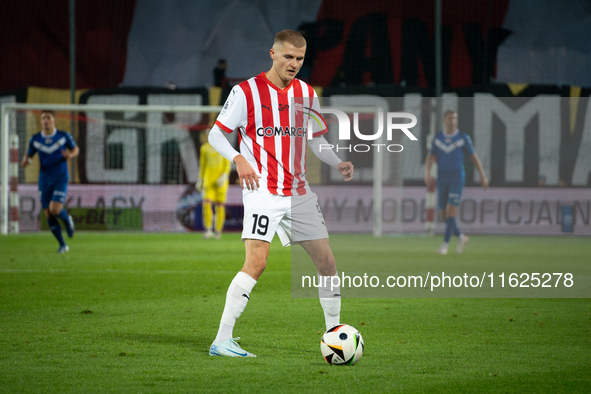 David Olafsson plays during the game between KS Cracovia and Stal Mielec in Krakow, Poland, on September 30, 2024. PKO BP Ekstraklasa, Polis...