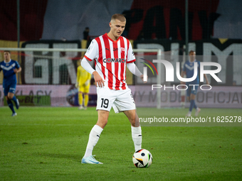 David Olafsson plays during the game between KS Cracovia and Stal Mielec in Krakow, Poland, on September 30, 2024. PKO BP Ekstraklasa, Polis...