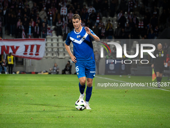 Marvin Senger during the game between KS Cracovia and Stal Mielec in Krakow, Poland, on September 30, 2024. PKO BP Ekstraklasa, Polish footb...