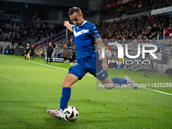 Krystian Getinger participates in the game between KS Cracovia and Stal Mielec in Krakow, Poland, on September 30, 2024. PKO BP Ekstraklasa,...