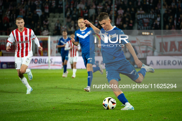 Dawid Tkacz plays during the game between KS Cracovia and Stal Mielec in Krakow, Poland, on September 30, 2024. PKO BP Ekstraklasa, Polish f...