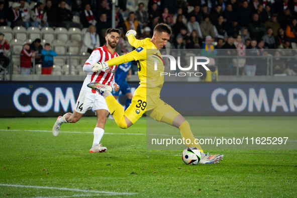 Goalkeeper Jakub Madrzyk during the game between KS Cracovia and Stal Mielec in Krakow, Poland, on September 30, 2024. PKO BP Ekstraklasa, P...