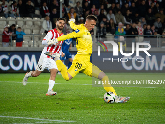 Goalkeeper Jakub Madrzyk during the game between KS Cracovia and Stal Mielec in Krakow, Poland, on September 30, 2024. PKO BP Ekstraklasa, P...