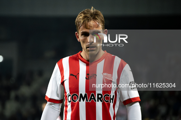 Mikkel Maigaard participates in the game between KS Cracovia and Stal Mielec in Krakow, Poland, on September 30, 2024. PKO BP Ekstraklasa, P...