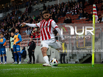 Ajdin Hasic plays during the game between KS Cracovia and Stal Mielec in Krakow, Poland, on September 30, 2024. PKO BP Ekstraklasa, Polish f...