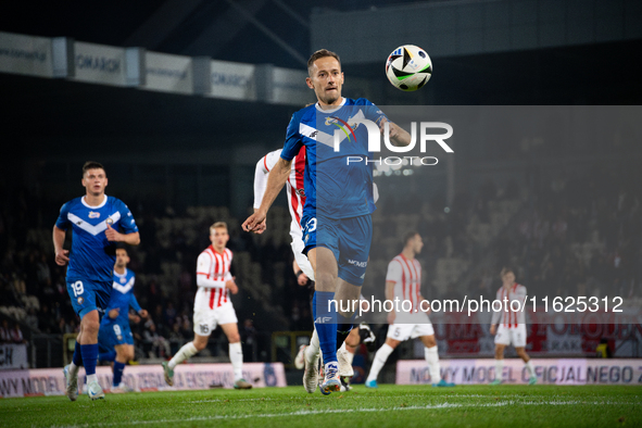 Krystian Getinger participates in the game between KS Cracovia and Stal Mielec in Krakow, Poland, on September 30, 2024. PKO BP Ekstraklasa,...