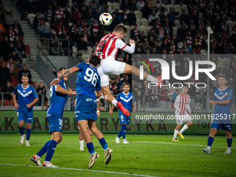 Benjamin Kallman and Robert Dadok play during the game between KS Cracovia and Stal Mielec in Krakow, Poland, on September 30, 2024. PKO BP...