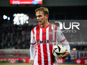 Mikkel Maigaard participates in the game between KS Cracovia and Stal Mielec in Krakow, Poland, on September 30, 2024. PKO BP Ekstraklasa, P...