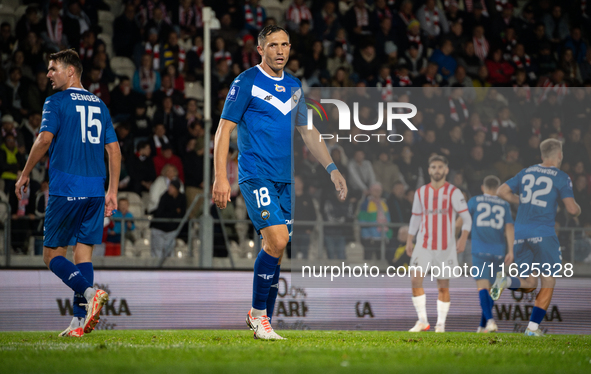 Piotr Wlazlo participates in the game between KS Cracovia and Stal Mielec in Krakow, Poland, on September 30, 2024. PKO BP Ekstraklasa, Poli...