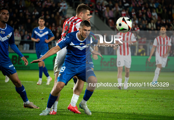 Dawid Tkacz plays during the game between KS Cracovia and Stal Mielec in Krakow, Poland, on September 30, 2024. PKO BP Ekstraklasa, Polish f...