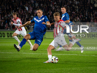 Michal Rakoczy and Piotr Wlazlo play during the game between KS Cracovia and Stal Mielec in Krakow, Poland, on September 30, 2024. PKO BP Ek...