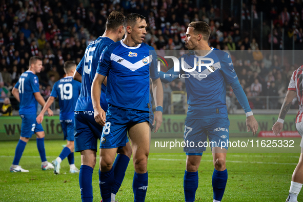 Piotr Wlazlo and Alvis Jaunzems play during the game between KS Cracovia and Stal Mielec in Krakow, Poland, on September 30, 2024. PKO BP Ek...