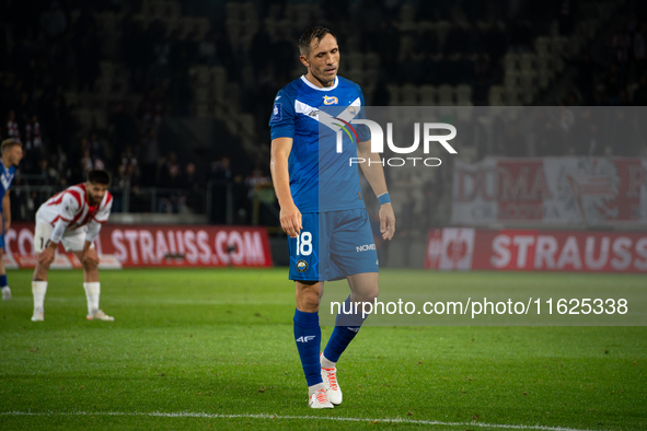 Piotr Wlazlo participates in the game between KS Cracovia and Stal Mielec in Krakow, Poland, on September 30, 2024. PKO BP Ekstraklasa, Poli...