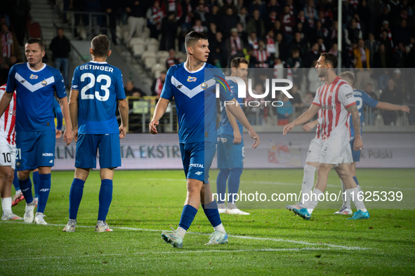 Dawid Tkacz plays during the game between KS Cracovia and Stal Mielec in Krakow, Poland, on September 30, 2024. PKO BP Ekstraklasa, Polish f...