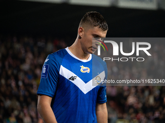 Dawid Tkacz plays during the game between KS Cracovia and Stal Mielec in Krakow, Poland, on September 30, 2024. PKO BP Ekstraklasa, Polish f...