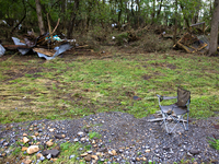 Debris is scattered in Chilhowie, Virginia on September 30, 2024, after Hurricane Helene caused the South Fork Holston River to overflow. (