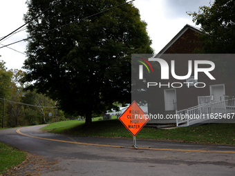 A road is blocked in Chilhowie, Virginia on September 30, 2024, after Hurricane Helene caused severe flooding in the region. (