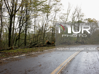 Damage from Hurricane Helene is seen in Whitetop, Virginia on September 30, 2024. (