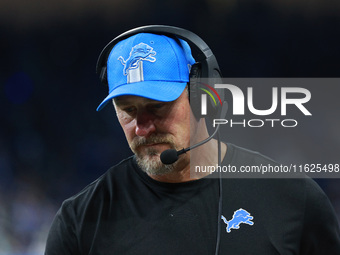 DETROIT,MICHIGAN-September 30: Detroit Lions head coach Dan Campbell is seen during the second half of an NFL football game between the Seat...