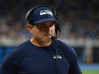 DETROIT,MICHIGAN-September 30: Seattle Seahawks head coach Mike Macdonald is seen during the second half of an NFL football game between the...