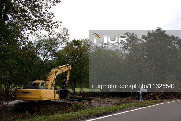 Damage from Hurricane Helene is seen in Lansing, North Carolina on September 30, 2024. 