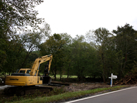 Damage from Hurricane Helene is seen in Lansing, North Carolina on September 30, 2024. (