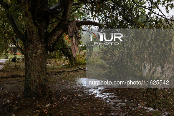 Damage from Hurricane Helene is seen in Lansing, North Carolina on September 30, 2024. 