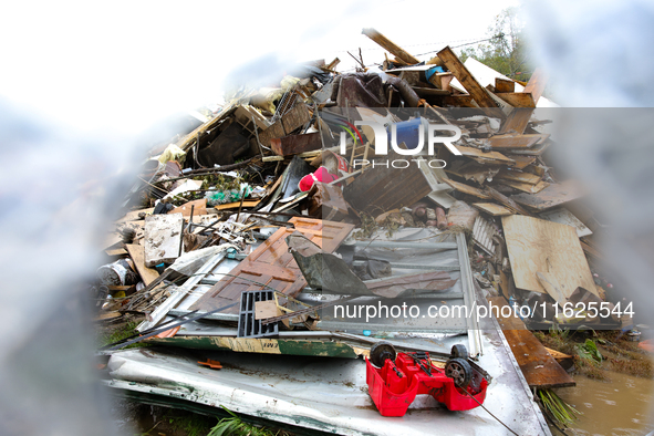 Damage from Hurricane Helene is seen in Lansing, North Carolina on September 30, 2024. 