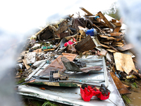 Damage from Hurricane Helene is seen in Lansing, North Carolina on September 30, 2024. (