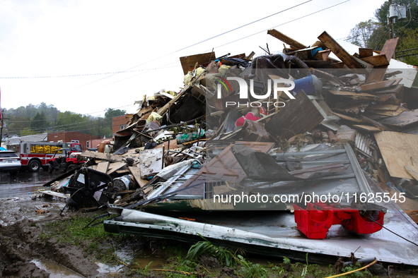 Damage from Hurricane Helene is seen in Lansing, North Carolina on September 30, 2024. 