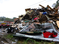 Damage from Hurricane Helene is seen in Lansing, North Carolina on September 30, 2024. (