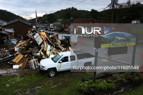 The town of Lansing, North Carolina is seen on September 30, 2024 after Hurricane Helene caused catastrophic damage to the region. 