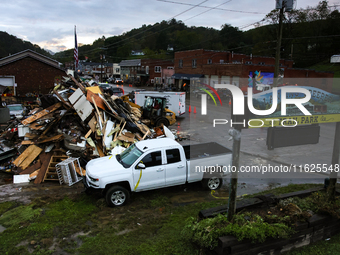 The town of Lansing, North Carolina is seen on September 30, 2024 after Hurricane Helene caused catastrophic damage to the region. (