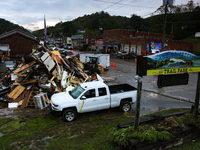 The town of Lansing, North Carolina is seen on September 30, 2024 after Hurricane Helene caused catastrophic damage to the region. (