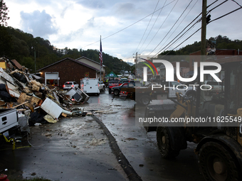 The town of Lansing, North Carolina is seen on September 30, 2024 after Hurricane Helene caused catastrophic damage to the region. (