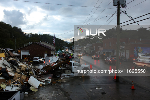 The town of Lansing, North Carolina is seen on September 30, 2024 after Hurricane Helene caused catastrophic damage to the region. 