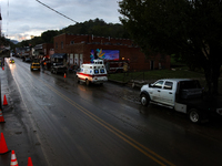 The town of Lansing, North Carolina is seen on September 30, 2024 after Hurricane Helene caused catastrophic damage to the region. (