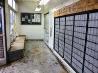 Mud covers the floor of the U.S. Post Office in Lansing, North Carolina on September 30, 2024 after Hurricane Helene caused widespread damag...